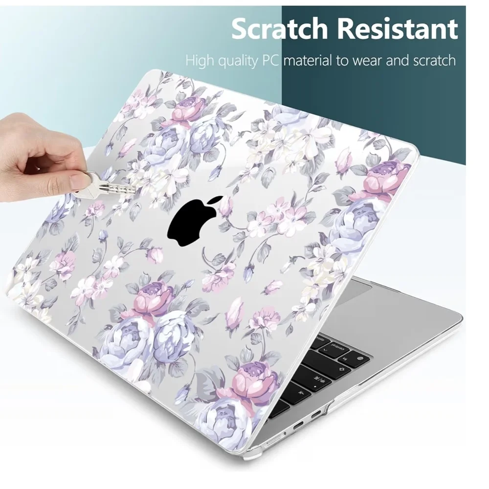 M4 Macbook Floral Laptop Case with Keyboard Cover